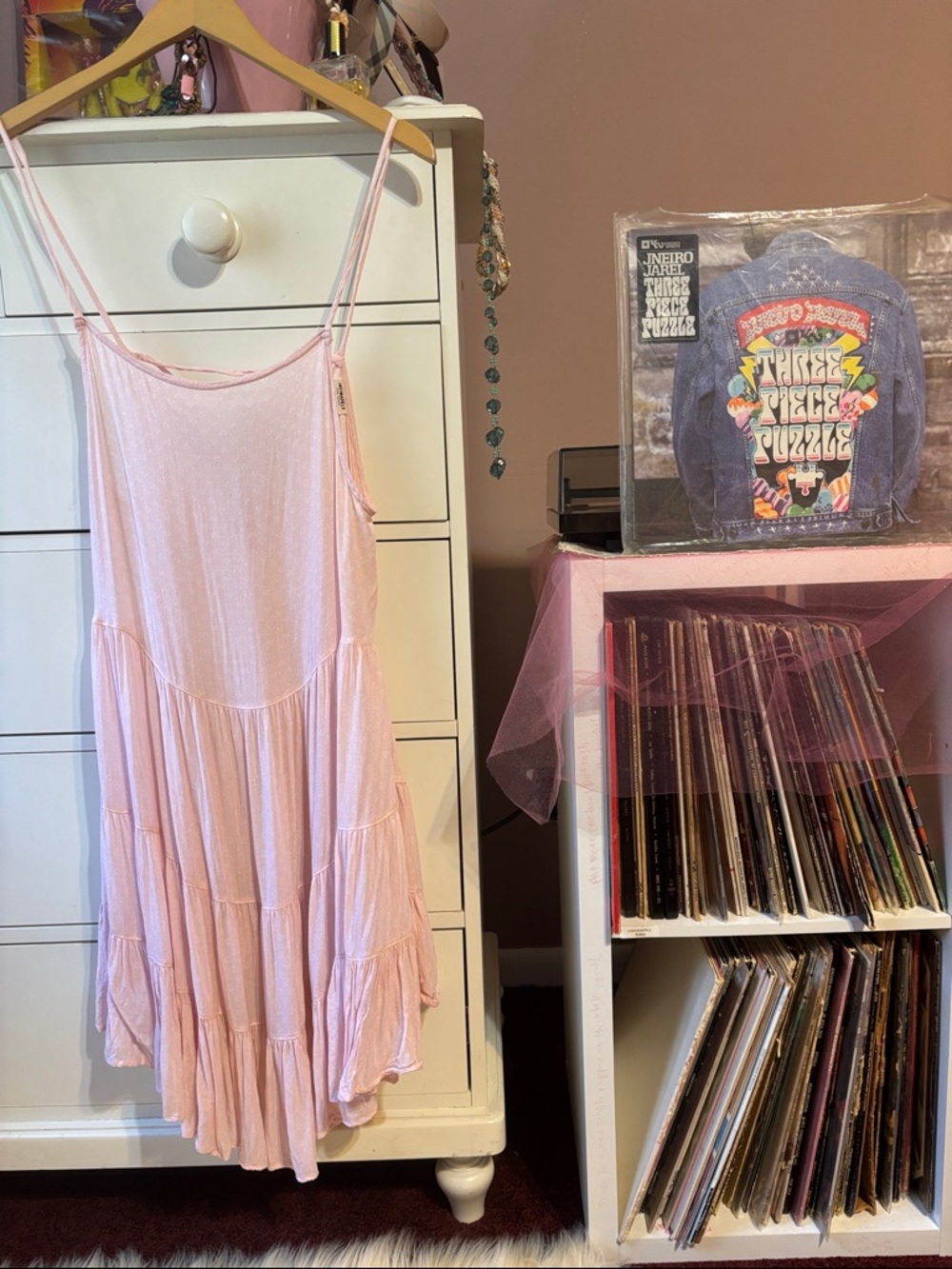 FP Rare Free People Circle of Flowers Printed Dress Mini Sundress Ballet Pink M